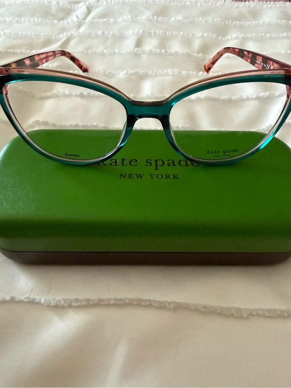 kate spade Teal and Pink Cat-Eye Women's Glasses